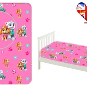 Fitted Sheet Paw Patrol Single Bed 100 %Cotton, Official Licensed(200x90x25cm)